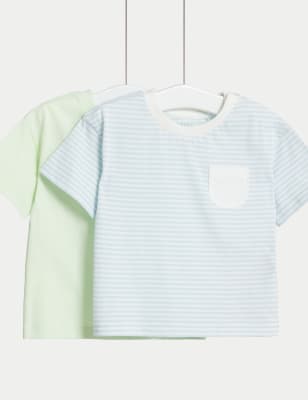 

Boys M&S Collection 2pk Pure Cotton Striped & Plain T-Shirts (0-3 Yrs) - Multi, Multi