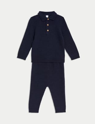 

Boys M&S Collection 2pc Knitted Outfit (0-3 Yrs) - Navy, Navy