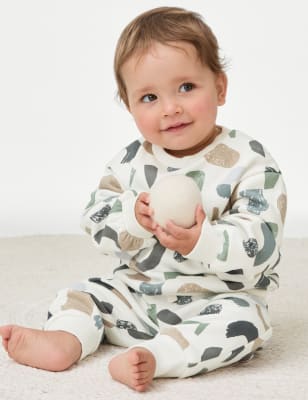 

M&S Collection Pantalón deportivo de algodón estampado (0-3 años) - Cream Mix, Cream Mix