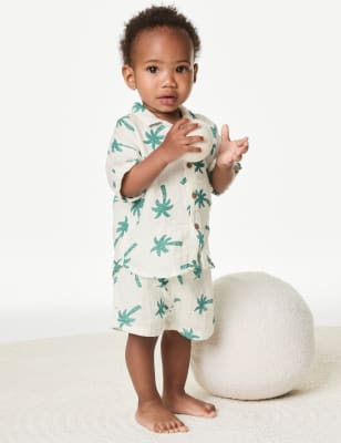 

M&S Collection 2-teiliges Outfit aus Oberteil und Hose aus reiner Baumwolle mit Muster (0-3 J.) - Cream Mix, Cream Mix