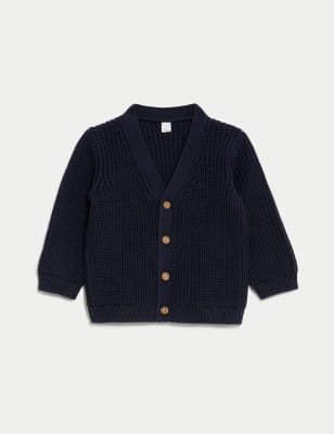 

Boys M&S Collection Pure Cotton Chunky Knitted Cardigan (0-3 Yrs) - Navy, Navy