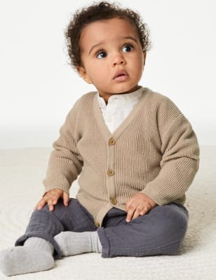 

Boys M&S Collection Pure Cotton Cardigan (0-3 Yrs) - Brown, Brown