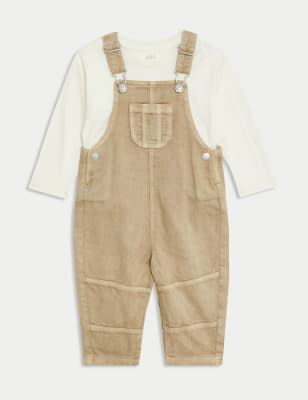 

Boys M&S Collection 2pc Denim Dungarees Outfit (0-3 Yrs) - Neutral, Neutral