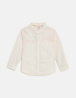 

Boys M&S Collection Linen Blend Striped Grandad Shirt (0-3 Yrs) - Neutral, Neutral