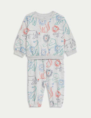 

M&S Collection 2-teiliges Outfit (Oberteil und Hose) mit hohem Baumwollanteil (0-3 J.) - Grey Marl, Grey Marl