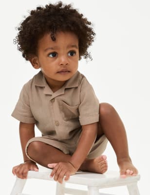 

M&S Collection Conjunto de 2 piezas de parte de arriba y parte de abajo de algodón (0-3 años) - Neutral, Neutral