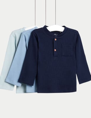 

Boys M&S Collection 3pk Pure Cotton Tops (0-3 Yrs) - Blue Mix, Blue Mix