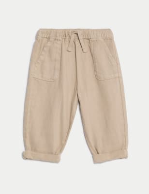 

M&S Collection Cotton Rich Trousers (0-3 Yrs) - Stone, Stone