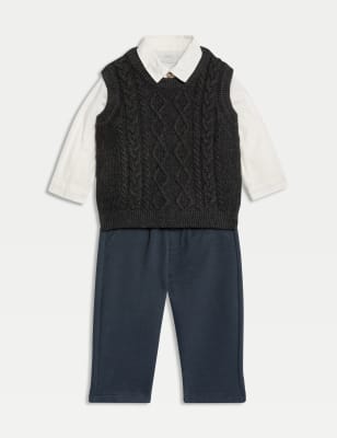 

Boys M&S Collection 3pc Cotton Rich Outfit (0-3 Yrs) - Multi, Multi