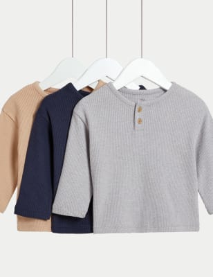 

Boys M&S Collection 3pk Waffle Tops (0-8 Yrs) - Grey Mix, Grey Mix