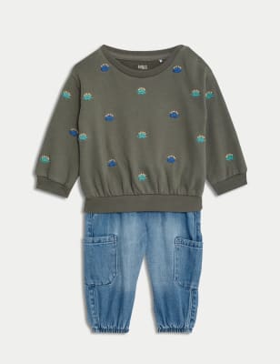 

Boys M&S Collection Cotton Rich Embroidered Jeans Outfit (0-3 Yrs) - Khaki Mix, Khaki Mix