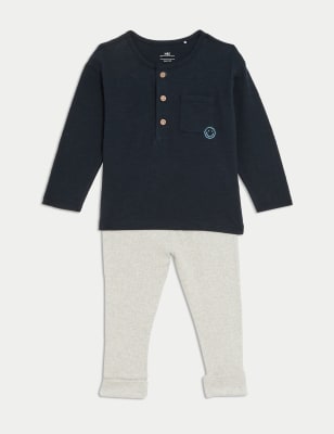 

Boys M&S Collection 2pc Cotton Rich Smiley Outfit (0-3 Yrs) - Navy, Navy