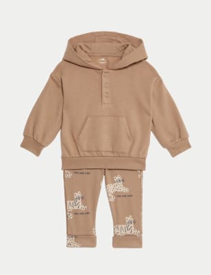 

Boys M&S Collection 2pc Cotton Rich Big Cat Outfit (0-3 Yrs) - Brown, Brown