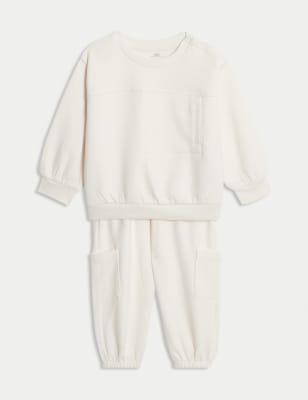 

M&S Collection Conjunto de 2 piezas de parte de arriba y parte de abajo de algodón (0-6 años) - Ecru, Ecru