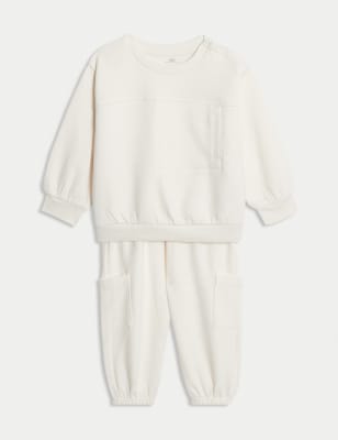 

Boys M&S Collection 2pc Cotton Rich Top & Bottom Outfit (0-6 Yrs) - Ecru, Ecru