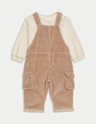 

Boys M&S Collection 2pc Corduroy Dungarees Outfit (0-3 Yrs) - Brown, Brown