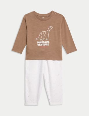 

Boys M&S Collection 2pc Pure Cotton Dinosaur Outfit (0 Mnths - 3 Yrs) - Brown Mix, Brown Mix