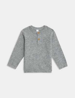 

M&S Collection Suéter de punto abotonado (0-3 años) - Grey Marl, Grey Marl