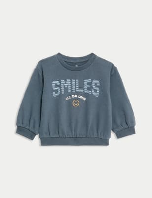 

Boys M&S Collection Cotton Rich Smiles Slogan Sweatshirt (0-3 Yrs) - Charcoal, Charcoal