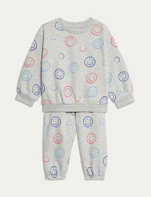 

Boys M&S Collection Cotton Rich SmileyWorld® Top & Bottom Outfit (0-3 Yrs) - Grey Marl, Grey Marl