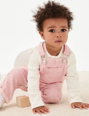 

M&S Collection 2-teiliges gestreiftes Outfit mit hohem Baumwollanteil (0-3 Jahre) - Red Mix, Red Mix
