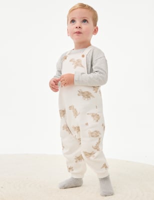 

Boys M&S Collection 2pc Cotton Rich Dinosaur Dungaree Outfit (0-3 Yrs) - Neutral, Neutral