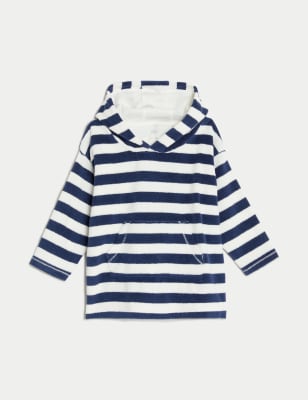 

M&S Collection Sudadera con capucha de algodón de rayas (0-3 años) - Navy Mix, Navy Mix