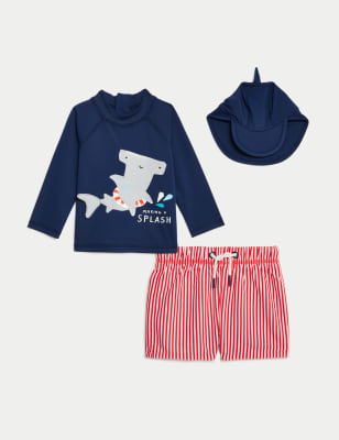 

Boys M&S Collection 3pc Shark Print Long Sleeve Swim Set (0-3 Yrs) - Navy Mix, Navy Mix