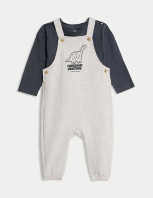 

Boys M&S Collection 2pc Cotton Rich Top & Bottom Outfit (0-3 Yrs) - Grey Marl, Grey Marl