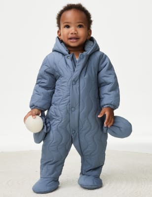 

Boys M&S Collection Padded Hooded Snowsuit (0-3 Yrs) - Blue, Blue