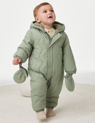 

Boys M&S Collection Padded Hooded Snowsuit (0-3 Yrs) - Green, Green