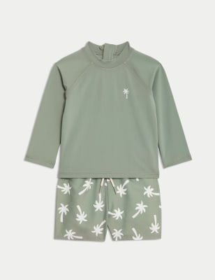 

Boys M&S Collection 2pc Palm Print Swim Set (0-3 Yrs) - Green Mix, Green Mix