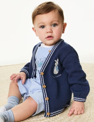 

Boys M&S Collection Pure Cotton Peter Rabbit™ Knitted Cardigan (0-3 Yrs) - Navy Mix, Navy Mix