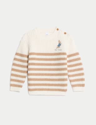 

Boys M&S Collection Pure Cotton Peter Rabbit™ Striped Jumper (0-3 Yrs) - Cream Mix, Cream Mix