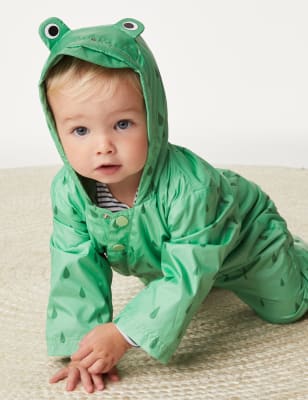 

Unisex,Boys,Girls M&S Collection Hooded Frog Puddlesuit (0-3 Yrs) - Green Mix, Green Mix