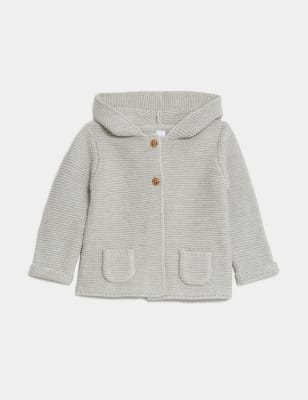 

M&S Collection Cárdigan con capucha 100% algodón (7 lbs-3 año) - Grey Marl, Grey Marl