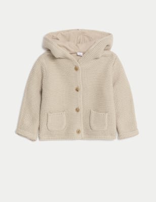 

Unisex,Boys,Girls M&S Collection Pure Cotton Hooded Cardigan (7lbs-3 Yrs) - Oatmeal, Oatmeal