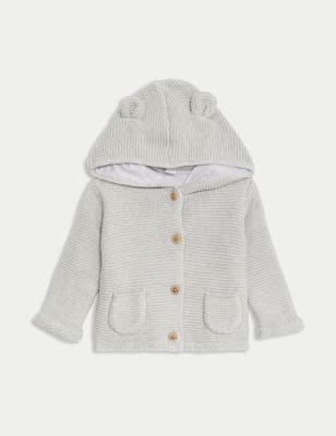 

Unisex,Boys,Girls M&S Collection Pure Cotton Hooded Cardigan (7lbs-3 Yrs) - Grey Marl, Grey Marl