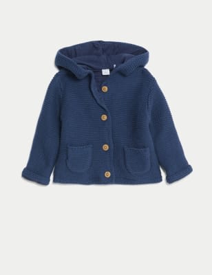 

Unisex,Boys,Girls M&S Collection Pure Cotton Hooded Cardigan (7lbs-3 Yrs) - Indigo, Indigo