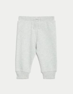 

Boys M&S Collection Cotton Rich Plain Joggers (0-3 Yrs) - Grey Marl, Grey Marl