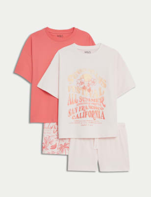 

M&S Collection Pack de 2 pijamas 100% algodón estampados (6-16 años) - Pink Mix, Pink Mix