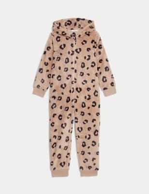 

Girls M&S Collection Leopard Fleece Hooded Onesie (6-16 Yrs) - Multi, Multi