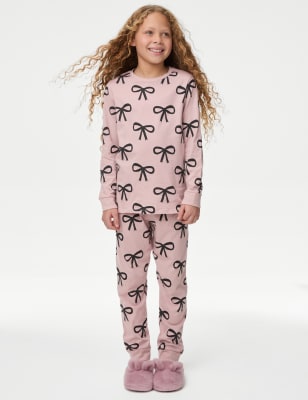 

Girls M&S Collection Pure Cotton Bow Print Pyjamas (1-14 Yrs) - Pink, Pink