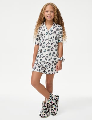 

M&S Collection Schlafanzug aus Modalmischgewebe mit Leoparden-Print und Haargummi (3-16 J.) - Neutral, Neutral