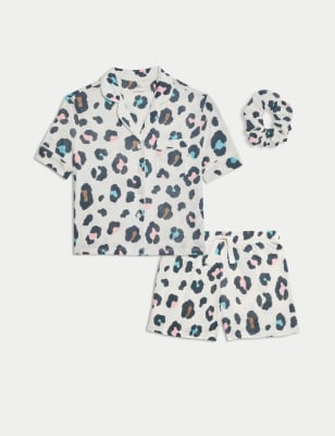 

Girls M&S Collection Modal Blend Leopard Pyjamas with Scrunchie (3-16 Yrs) - Neutral, Neutral