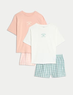 

M&S Collection 2er-Pack Gemusterte Schlafanzugsets aus reiner Baumwolle (3-16 J.) - Pink, Pink