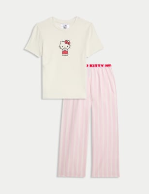 M&S Girls Cotton Rich Hello Kitty Pyjamas (3-16 Yrs) - 8-9 Y - Pink Mix, Pink Mix