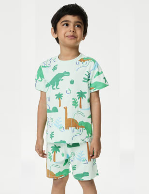 

M&S Collection Pijama 100% algodón con diseño de dinosaurios (1-8 años) - Blue Mix, Blue Mix