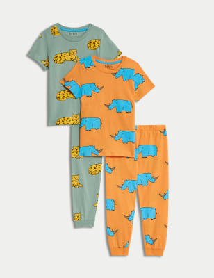 

M&S Collection Pack de 2 pijamas 100% algodón con estampado de animales (1-8 años) - Multi, Multi