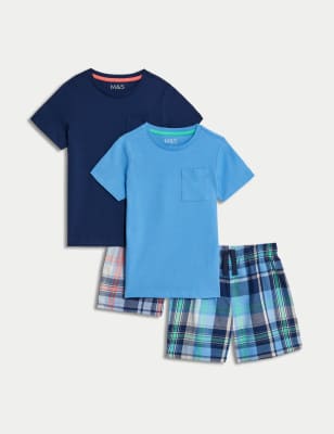 

M&S Collection Pack de 2 pijamas 100% algodón de cuadros (1-8 años) - Blue Mix, Blue Mix